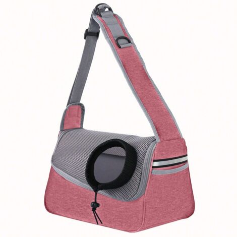 Hunde- und Katzen-Schultertasche, wasserdichtes und atmungsaktives Netzgewebe, tragbar für Reisen, fester Boden, große Öffnung. (1/4)