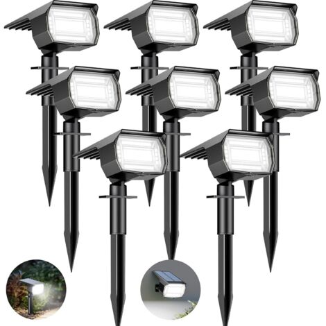 btfarm 8er-Pack Solar-Außenstrahler, 72 LEDs, IP65 wasserdicht, 3 Beleuchtungsmodi, 120° verstellbarer Solar-Flutlichtstrahler für Garten, Einfahrt und Wege, Kaltweiß
