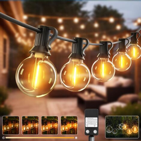 btfarm 10 m Dimmbare Lichterkette für den Außenbereich mit Timer, wetterfest, IP44 wasserdicht, Lichterkette für Garten, Terrasse, Hochzeit, Party (1/5)