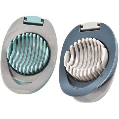 1 Set multifunktionaler Eierschneider, rutschfestes Küchenutensil zum Eierschneiden, grün und blau, 2 Stück (1/5)