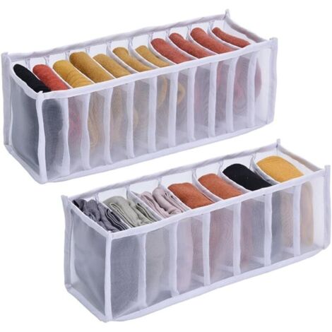 Faltbarer Schubladenorganizer – 2-teilig, Aufbewahrung für Unterwäsche, Socken, Unterwäsche, Babykleidung, Krawatten, Weiß (1/5)