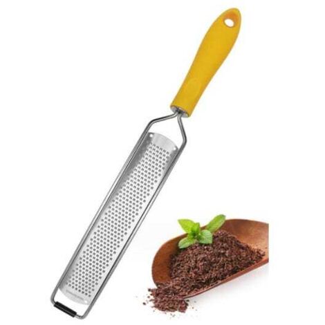 Gelbe manuelle Käsereibe und Zitrusreibe, klassische High-End-Reibe aus scharfem Edelstahl, ideal für Parmesan, (1/5)
