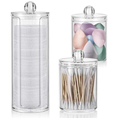 (3er-Set) Make-up-Organizer, Kosmetik-Organizer mit Deckel, Wattestäbchenbehälter, für den Schminktisch. (1/5)