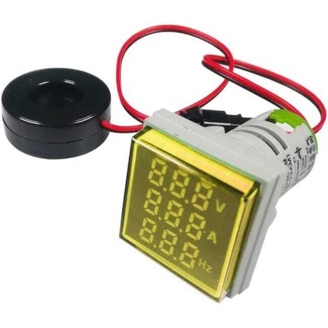 22-mm-Wechselspannungsprüfer (gelb), Voltmeter, Amperemeter, Frequenzmesser mit Multifunktions-Multimeter-Bedienfeld, 50–500 V AC / 0–100 A / (1/5)
