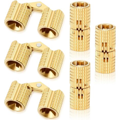 Set mit 6 Mini-Scharnieren aus Messing (8 mm) – Öffnungswinkel 180° – Kleine, verdeckte Messingscharniere – Für DIY-Projekte – Schmuckkästchen aus Holz (1/5)