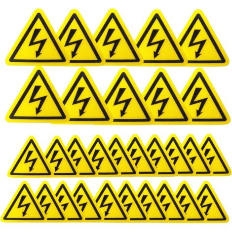 Packung mit 30 Aufklebern zur Warnung vor elektrischen Gefahren, Vinyl-Warnaufkleber, Beschriftungen für Schaltschränke, Dreieck-Piktogramme für die Sicherheitsbeschilderung im Außenbereich (1/5)
