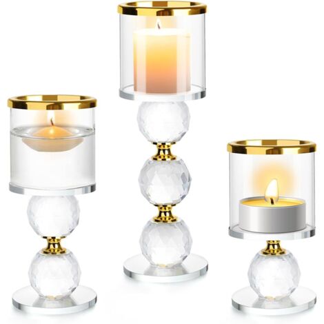 Glaskerzenhalter, 2er-Set Teelichthalter, Kristallkerzenhalter für Hochzeiten, Zuhause und Partydekoration (1/5)