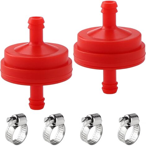 2 Pcs 1/4" I.D. Fuel Filter Line 150 Micron Fuel Filter for Lawnmower with 4 Pieces Clips Compatible with BS 298090 298090s (1/5)