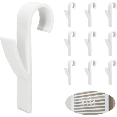 Lot de 10 crochets pour sèche-serviettes ronds - Crochets pour radiateur de salle de bain - Crochets blancs sans perçage (1/5)