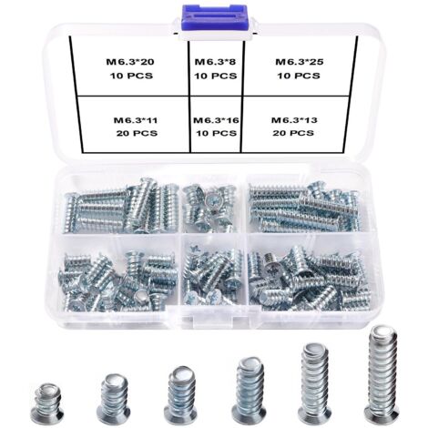 80pcs M6.3 Euro Screw Kit Special for Furniture, Slide, Kitchen Cabinet Doors, Cabinets and Cupboard Hinges (1/5)