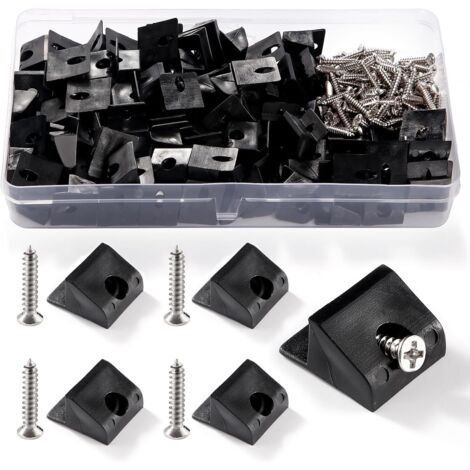 90 Pieces Drawer Repair Wedges, Plastic Wedges for Furniture Drawers, Cabinet Shelf Fixing Drawer Bottom Repair Wedges, with 90 Pieces Screws, 17.5 x 15.5 x 9.5 mm (Black) (1/5)