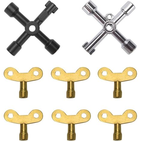 8 Pieces Multi-Function Triangle Wrench - 4 Way Utility Key Bleed for Radiator, Plumber Tool - For Electric, Water and Gas Meters (1/5)
