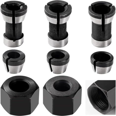 6pcs 6mm/6.35mm/8mm Chuck Head Collet Chuck Router Chuck Adapter Chuck with 2pcs Screw Nuts for Engraving Machine (1/5)