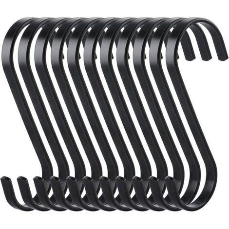 10pcs Crochets Plats en S de Suspension en Acier Inoxydable Crochet de Cuisine Robuste,Multifonctions Crochets pour de Cuisine ou à Viande Boucher Vêtements Plantes Outils de Jardinage,Noi