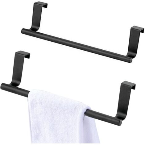 2 Porte Torchon Cuisine, Accroche Torchon, Rail de Suspension en Acier Inoxydable Pour Cuisine Et Salle de Bain, Porte Serviette Salle de Bain Sans Percage,Porte Torchon (2x36cm, le noir)