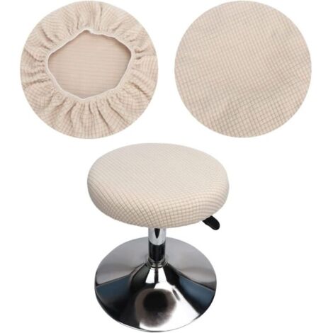 2pcs beige Housse Tabouret Rond, Housse Tabouret de Bar Rond, Housse Tabouret Rond élastique, Lavable Facile d'entretien Doux et Durable, pour Tabouret