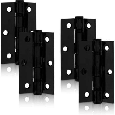 Charnières à roulement à billes noir mat de 3 pouces (75 mm), charnière de porte en acier pour portes en bois (2 paires)