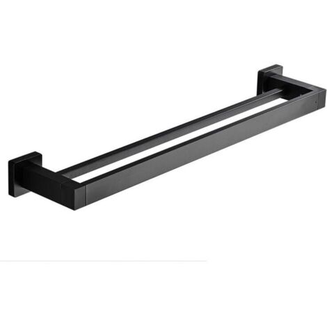 Porte Serviette Double Salle de Bain, Noir Barre Porte Serviette Mural, Porte Essuie Salle de Bain en Acier Inoxydable Porte Torchon Cuisine Support de Serviettes, 40cm,390g (1/5)