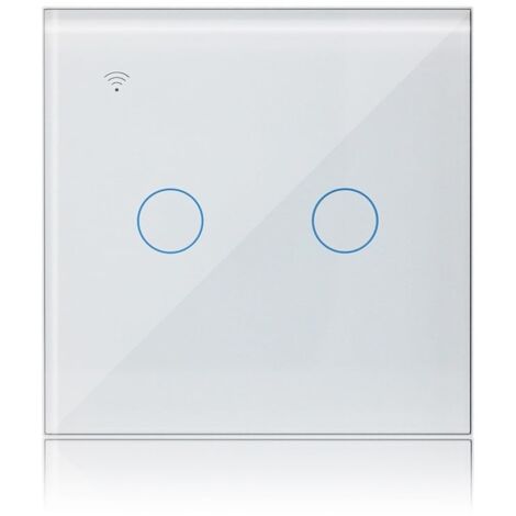 Interrupteur Tactile Connecté 2 Gang 1 Voies Compatible avec Alexa, Interrupteur Lumineux Mural Tuya Smart Life App Intelligent Contrôle