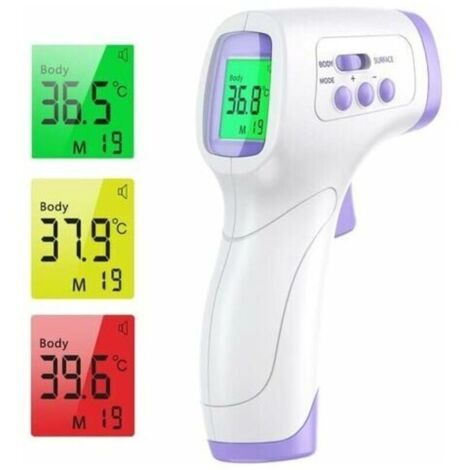 Thermomètre frontal adulte Thermomètre infrarouge avec alerte de fièvre Thermomètre frontal 2 en 1 sans contact avec fonction mémoire, écran LCD