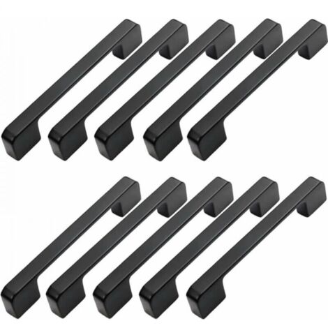 10pcs Poignée Meuble Entraxe 128mm-Poignée Porte Cuisine Noire Poignee Barre Meuble Poignee De Cuisine Noire 128mm
