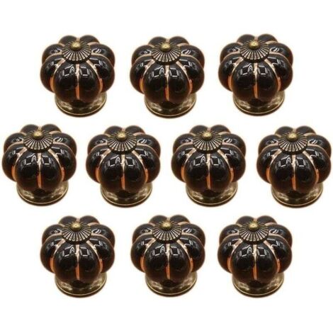 10 Pcs Boutons de tiroir en céramique bouton de meuble pour tiroirs et placards de cuisine (Noir) (1/5)