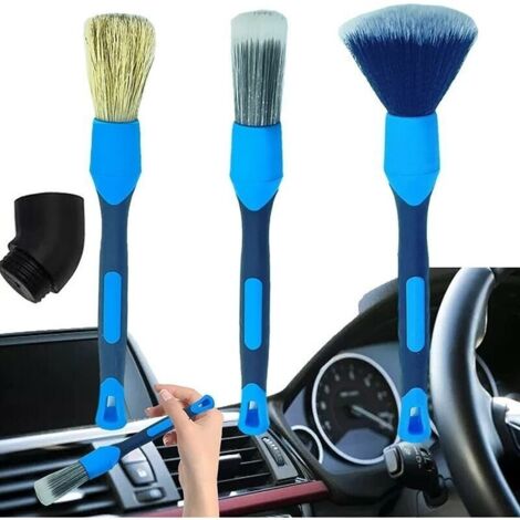 4 Pièces Automatique De Voiture Détail Brosse, Kit Pinceau Nettoyage Auto, Set De Pinceaux Nettoyage Voiture, Detailing Pinceau Auto, pour Le Lavage De Voitures, avec Brosse en Poils, Coudée