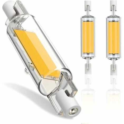 Ampoule LED R7S 78mm Dimmable, 10W Ampoules LED R7S COB, R7S LED 78mm Haute Lumière Blanc Chaud 3200K, Lampe LED R7S 600LM, Faisceau Faisceau à 360°, AC 220240V, Lot de 2,