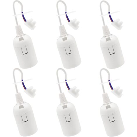 6 PCS Douille de Lampe E27 Support d'ampoule E27 rénovation Douille Blanc Douille de Bâtiment avec Câble Douille de Chantier 4A 250V Base de Lumière Douille de Suspension (max.60W)