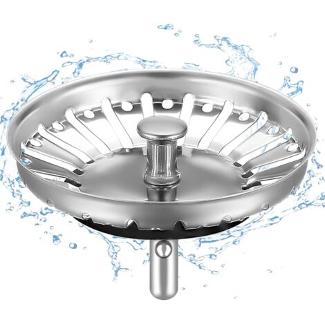 Panier pour Bonde Evier Cuisine 84 mm - épaissi Acier Inoxydable Bouchon d'Evier de Cuisine - Crépine Evier Anti Colmatage avec Attrape Cheveux et Filtre pour éviers de Cuisine