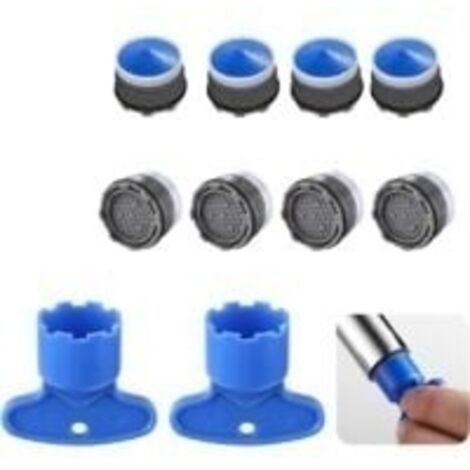 Lot de 10 Mousseur Robinet, Aérateur Robinet M18.5, Plastique Mousseur pour Robinet, Mousseur de Robinet avec 2 clé d'Aérateur, Economiseur d'Eau pour Robinet pour la Cuisine, la Salle de Bain