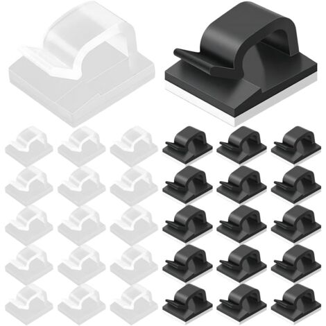 Lot de 100 Clips Câbles, Clips de Fixation Voiture, Range Cable, Cable Adhesif Rangement de Câble, Attache Câble Auto Collant, Organisateur de serre-câbles, Crochets pour fixation de câbles, grand