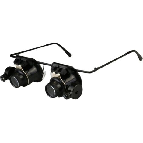 Loupe frontale avec lampe LED grossissante 20x avec batterie, lunettes professionnelles de réparation de montre, lecture de journaux, haute définition