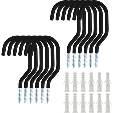 12pcs Crochets de vélo, crochets de rangement de vélo, crochet à vis de vélo de couverture de support de vélo avec 12 tubes d’expansion pour remise, garage, jardin