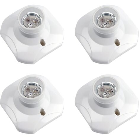 Douille de plafonnier E27 à vis, douille murale/murale avec culot E27, AC 230 V, porte lampe carrée blanche, base support plastique pour lampe de garage plafond, lot de 4
