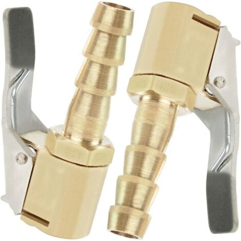 2 Pièces Embout de Gonflage,Embout Gonflage Pneu Voiture,Embout Gonfleur avec Clip,Gonflage Valve Clip Pince Connecteur Adaptateur,pour Valves de Pneu,en Laiton,8mm