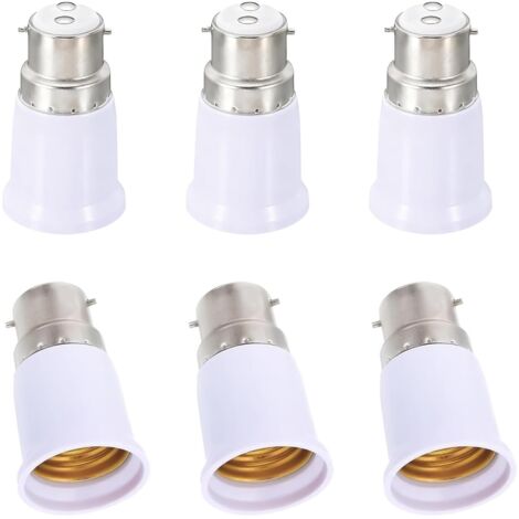 6 Pièces Adaptateur B22 à E27, Convertisseur Douille Baïonnette B22 to E27, Compatible avec Ampoules LED, Incandescentes, Adaptateur Culot Douille, Halogènes et CFL,Pour Éclairage Domestique et Bureau