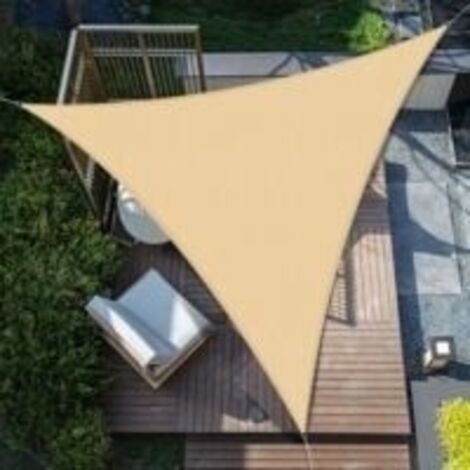Voile d'ombrage triangulaire 3x3x3m tissu d'ombrage imperméable anti-ultraviolet adapté pour cour jardin, terrasse, extérieur, balcon, plage - 3 (1/5)