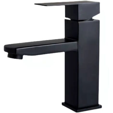 Noir Robinet, comptoir d'évier, cascade salle de bains, robinet de salle de bains, robinet de Mono chromé carré Anti-empreinte digitale