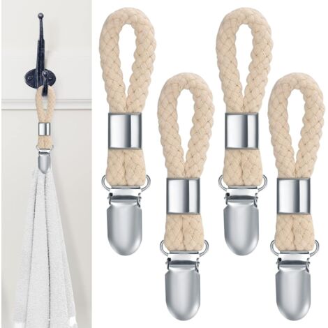 4 Pièces Pince à Serviette, Accroche Torchon, Crochet Torchon Porte Serviette Salle de Bain, Clips Porte-Torchon Placards Serviettes Suspendues