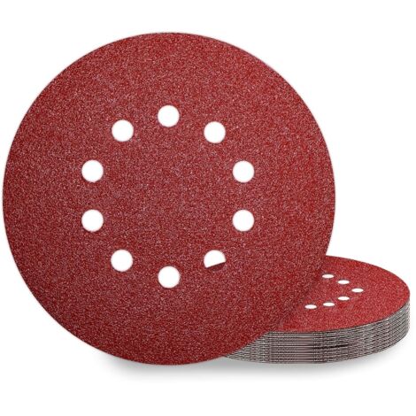 Disques de Ponçage 225 mm 10 Pièces Grain P40 10 Trous Disques Abrasifs 225 mm Ronds Papier Abrasif for Ponceuse pour Cloisons Sèches Ponceuse Girafe