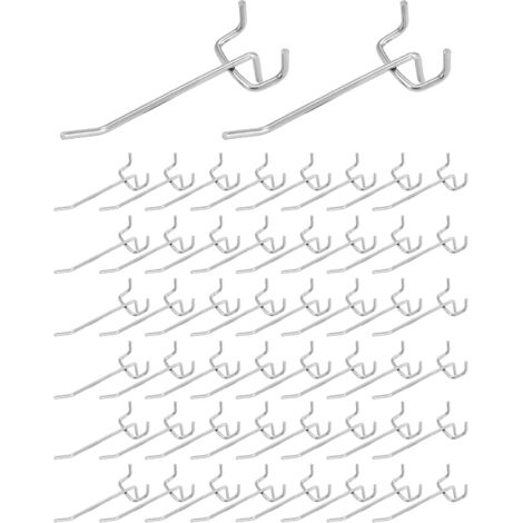 50X Crochet pour Panneau Perforé Mural, Acier Massif de 5 mm avec Revêtement Antirouille, pour les Garages, Remises à Outils, Ateliers(10 cm)