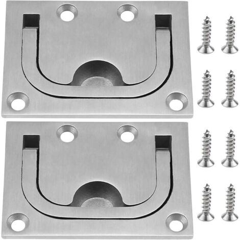 2 Trappes Affleurantes pour Bateaux Poignée Marine en Acier Inoxydable Trappe Encastrée pour Bateau Poignée de Traction Encastrée avec 8 Vis pour Casier d'armoire Marine Yacht Boat