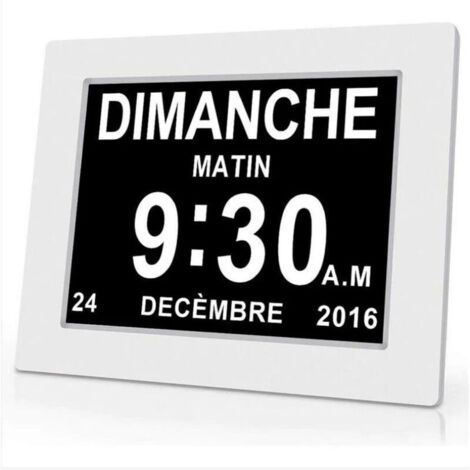 Horloge calendrier numérique One Piece 7 pouces avec date et heure, horloge Alzheimer pour parents, rappel de médicaments pour grands-parents et enfants - Blanc - 20414324mm