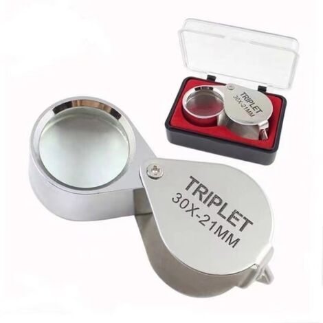 Loupe de bijoutier grossissante 30x loupe eclairante avec étui pour la lecture, les livres, les journaux, les insectes, les loisirs (30X)