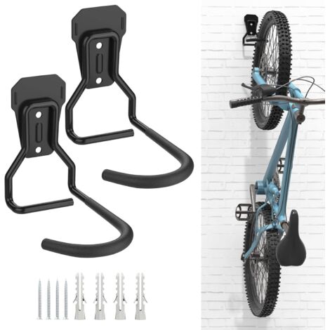 Lot de 2 Crochets Vélo, Supports de Cintre de Vélo en Fer, Support Mural de Rangement pour Vélos Robuste en Forme de L, Support Vertical de Vélo Pratique pour Maison Garage, Noir
