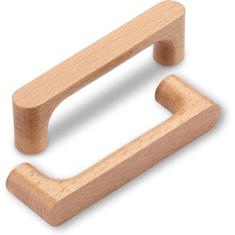 6 Pièces Poignée de Meuble Bois 96mm,poignées de tiroir en Bois pour Bureaux Tiroirs Armoires Placard (1/5)