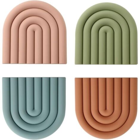 Dessous de Plat Silicone, Maniques en Silicone, Dessous de Plats, Protecteurs de PoêLes Colorés, RéSistance à la Chaleur, Protection AntidéRapante, Dessous de Verre et Bols Et décoration, 4 Pièces (1/5)