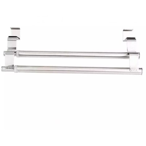 Double, Porte Serviette en Acier Inoxydable pour Portes et Placards, Porte-Torchons Double avec Installation Facile, Sans Perçage- Largeur Extensible