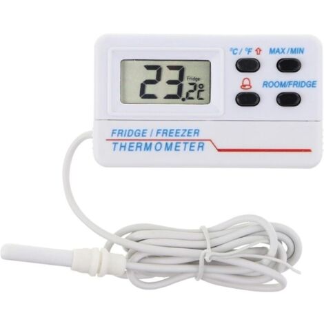 Thermomètre digital de réfrigérateur ou de congélateur - Avec alarme - Fonction max min - Câble de 1,2 m